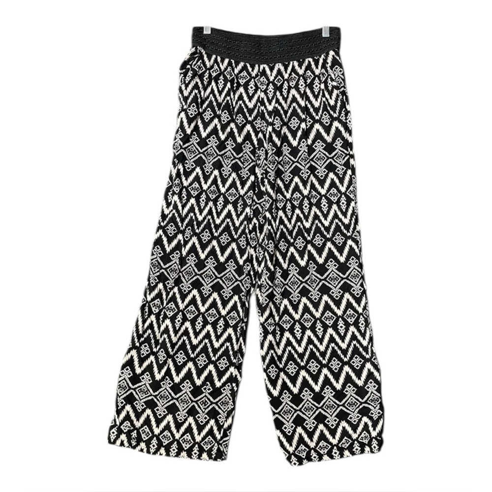 Joe B Palazzo Boho Pattern Festival Wide Leg Pants Women’s Size Small Chevron